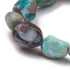 Chrysocolla Natural Chrysocolla Stretch Beaded Bracelets, Tumbled Stone, Nuggets, 1-7/8 inch~2-1/8 inch(4.8~5.5cm), Beads: 6~15x6~11x3~11mm