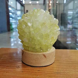 Yellow Quartz Natural Yellow Quartz Ball Night Light, with USB Wire and Wood Base, for Home Office Desktop Decoration, 120x90mm