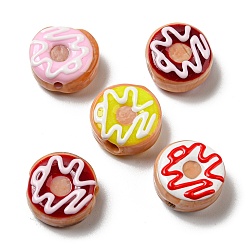 Mixed Color Handmade Lampwork Enamel Beads Strands, Donut, Mixed Color, 15.5x7~8.5mm, Hole: 1.5mm, about 25pcs/strand