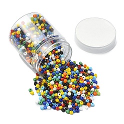 Mixed Color 1300Pcs 6/0 Glass Seed Beads, Opaque Colours, Round, Small Craft Beads for DIY Jewelry Making, Mixed Color, 4mm, Hole: 1.5mm