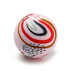 Stripe Silicone Beads, Round, Stripe, 15mm, Hole: 2mm
