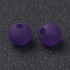 Slate Blue Transparent Acrylic Beads, Round, Frosted, Slate Blue, 6mm, Hole: 1.8mm, about 4000pcs/500g