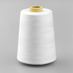 White Polyester Sewing Thread Cords, For Cloth or DIY Craft, White, 0.1mm, about 7000yards/roll