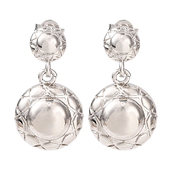 Платина Полукруглые латунные серьги-гвоздики с подвесками, без кадмия и без свинца, стойки покрытие, долговечный, платина, 23.5x13 мм