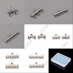 Couleur Acier Inoxydable 48pcs 8 styles 304 liens de composants de lustre en acier inoxydable, barre et rectangle, anti-ternissement, couleur inox, 5~9x7.5~25x1.5~2.5mm, Trou: 1~2mm, 6 pcs / style