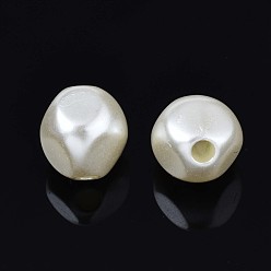 Ivoire Acryliques perles imitation de perles, ovale, blanc crème, 10x10x9.5mm, Trou: 2mm, environ900 pcs / 500 g