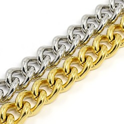 Mixed Color 304 Stainless Steel Curb Chain/Twisted Chain Bracelets, with Lobster Claw Clasps, Mixed Color, 9 inch(230mm), 13.5mm