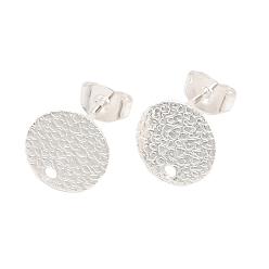 Серебро 304 Выводы серьги из нержавеющей стали шпилька, плоско-круглые, серебряные, 10 мм, отверстие : 1.2 мм, штифты : 0.8 мм