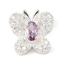 Средняя Орхидея Латунные микро проложить кубического циркония бусы, бабочка, без свинца и без кадмия, долговечный, средне орхидеи, 11.5x11.5x6 мм, отверстие : 1.6 мм