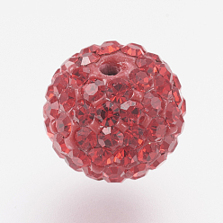 227_Light Siam Czech Rhinestone Beads, PP8(1.4~1.5mm), Pave Disco Ball Beads, Polymer Clay, Round, 227_Light Siam, 6mm, Hole: 1.5mm, 45~50pcs rhinestones/ball