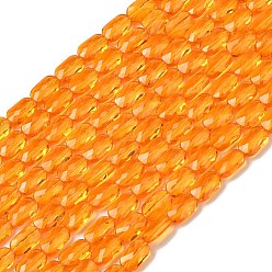 Оранжевый Прозрачные стеклянные бусины, прямоугольные, граненые, оранжевые, 7x4.5x3.5 мм, отверстие : 0.9 мм, около 79~80 шт / нитка, 21.65''~22.24'' (55~56.5 см)