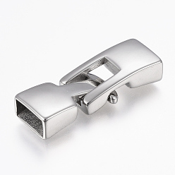 Stainless Steel Color 304 Stainless Steel Snap Lock Clasps, Stainless Steel Color, 36x13x7mm, Hole: 4.5~5x10~11mm