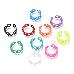 Mixed Color Spray Painted Brass Cuff Rings, Open Rings, Heart, Mixed Color, US Size 8, Inner Diameter: 18mm