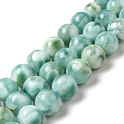 Natural Glass Natural Glass Beads Strands, Grade AB+, Round, Aqua Blue, 20mm, Hole: 1.2mm, about 20pcs/strand, 15.5~15.7''(39.37~39.88cm)