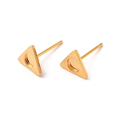 Golden Triangle 304 Stainless Steel Studs Earrings, with 201 Stainless Steel Findings, Golden, Tray: 4mm, 7.5x8.5mm, Pin: 12x0.8mm