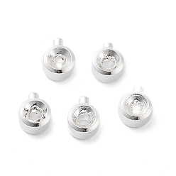 925 Sterling Silver Plated Brass Crimp Beads, Column, 925 Sterling Silver Plated, 4x3x2mm, Hole: 0.9mm