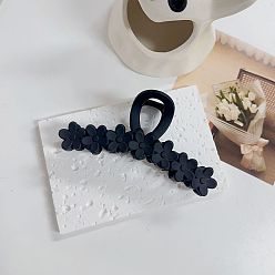 Matte black Chic Flower Hair Clip for Women, Elegant Shark Shape Grip with Jelly Beads, Perfect for Ponytail and Updo Hairstyles