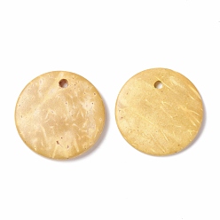 Wheat Natural Coconut Wood Pendants, Dyed, Flat Round, Wheat, 21x3mm, Hole: 1.8mm