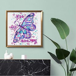 Butterfly Luminous DIY Diamond Painting Kits, including Painting Cloth, Resin Rhinestones, Diamond Sticky Pen, Tray Plate and Glue Clay, Butterfly, Cloth: 400x300mm