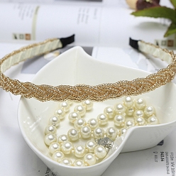 Verge D'or Élastiques à cheveux en perles de plastique, beau bandeau, accessoires de cheveux à la mode, verge d'or, 140x125mm