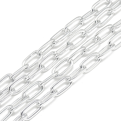 Gainsboro Aluminum Paperclip Chains, Drawn Elongated Cable Chains, Unwelded, Oval, Gainsboro, 15.5x7.5x2mm