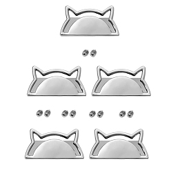 Platinum Alloy Label Tags, with Holes and Iron Screws, for DIY Jeans, Bags, Shoes, Hat Accessories, Cat, Platinum, 30mm, 5pcs/bag