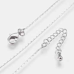 Real Platinum Plated Long-Lasting Plated Brass Coreana Chain Necklaces, with Lobster Claw Clasp, Nickel Free, Real Platinum Plated, 18.1 inch (46cm), 0.7mm