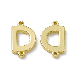 Letter D Rack Plating Brass Connector Charms, Real 18K Gold Plated, Long-Lasting Plated, Cadmium Free & Nickel Free & Lead Free, Letter Links, Letter.D, 13.5x8.5x1.5mm, Hole: 1mm