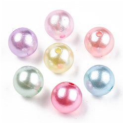 Mixed Color ABS Plastic Imitation Pearl Beads, Round, Mixed Color, 10mm, Hole: 1.6mm, about 950pcs/500g
