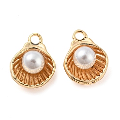 Real 18K Gold Plated Natural Freshwater Shell Brass Shell Shaped Charms, Real 18K Gold Plated, 15x11.5x6.5mm, Hole: 2mm