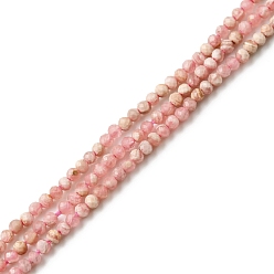 Rhodochrosite Natural Argentina Rhodochrosite Beads Strands, Faceted Round, 2mm, Hole: 0.1mm, about 243~246pcs/strand, 15.47''~15.75''(39.3~40cm)