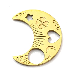 Настоящее золото 18K Ионное покрытие (ip) 316l хирургические настройки кабошона из нержавеющей стали для эмали, настройки открытой спины, , луна, реальный 18 k позолоченный, 18x15x1 мм