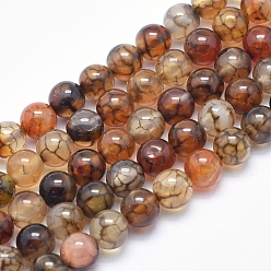 Dragon Veins Agate Natural Dragon Veins Agate Beads Strands, Round, 6mm, Hole: 0.8mm, about 63pcs/strand, 15.7 inch
