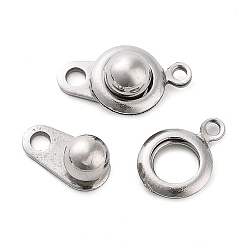 Stainless Steel Color 201 Stainless Steel Snap Clasps, Stainless Steel Color, 14.5x8x5.5mm, Hole: 1.5mm