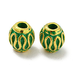 Golden & Green Patina Alloy Beads, Oval, Golden & Green Patina, 6x5.5mm, Hole: 1.8mm