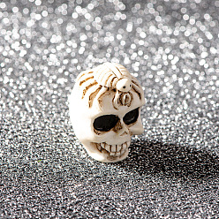 Skull Halloween Resin Display Decorations, Miniature Ornaments, Skull, 25x18mm