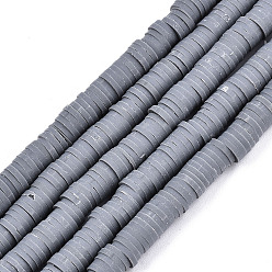 Gray Handmade Polymer Clay Beads Strands, for DIY Jewelry Crafts Supplies, Heishi Beads, Disc/Flat Round, Gray, 6x0.5~1mm, Hole: 1.8mm, about 290~320pcs/strand, 15.75 inch~16.14 inch(40~41cm)