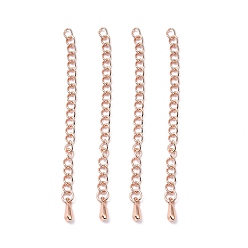 Rose Gold 304 Stainless Steel Chain Extender, Soldered Chains, Rose Gold, 55~63x3mm