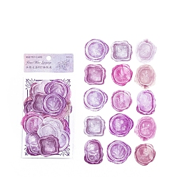 Dark Orchid 30Pcs 15 Styles PET Flower Wax Seal Stickers, Self Adhesive Sealing Wax Stamp Stickers for Wedding Invitations Valentine's Day Envelope Cards Gift Wrapping Scrapbooking, Dark Orchid, Packing: 130x80x3.5mm, 2pcs/style
