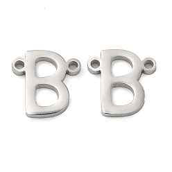 Letter B Non-Tarnish 304 Stainless Steel Connector Charms, Letter, Letter B, 10x10x1.5mm, Hole: 1.2mm
