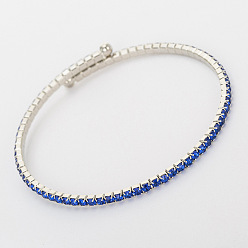 Blue Sparkling Single Row Diamond Bracelet for Women - Fashionable Elastic Wristband Jewelry B164