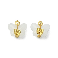 WhiteSmoke Light Gold Tone Alloy with Glass Charms, Butterfly Charm, WhiteSmoke, 14~14.5x14~14.5x9~9.5mm, Hole: 1.5~1.8mm