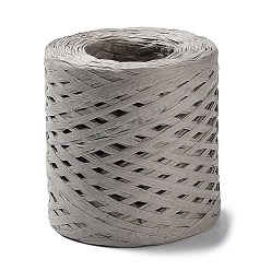 Gray Raffia Ribbon, Packing Paper String, Raffia Twine Paper Cords for Gift Wrapping and Weaving, Gray, 3~4mm, about 218.72 Yards(200m)/Roll