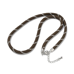 Coffee Ployester Core-Wrapped Round Cord Necklace Making, with Brass Finding, Platinum, Coffee, 17.72x0.18 inch(45x0.45cm)