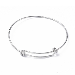 Stainless Steel Color Adjustable 304 Stainless Steel Bangles Making, Stainless Steel Color, Inner Diameter: 2-5/8 inch(6.55cm)
