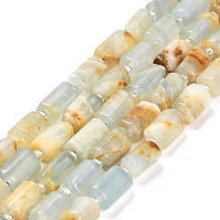 Calcite Natural Blue Calcite Beads Strands, with Seed Beads, Faceted Column, 9~11x6~7.5x6~7.5mm, Hole: 1.2mm, about 30pcs/strand, 15.16~15.55 inch(38.5~39.5cm)