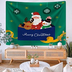 Santa Claus Christmas Theme Polyester Wall Hanging Tapestry, for Bedroom Living Room Decoration, Rectangle, Santa Claus, 730x950mm