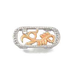 Сэнди Коричневый Латунные хрустальные стразы овальные со скелетом дракона многорядные звенья, Эмаль стиле, без кадмия и без свинца, стойки покрытие, платина, песчаный коричневый, 9x20x5 мм, отверстие : 2 мм