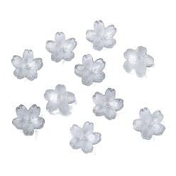 Серый Окрашенные и нагретые стеклянные колпачки для бусин, 5-лепестков цветка, серые, 10.5x11x4.7 мм, отверстие : 1 мм