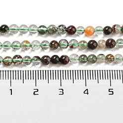 Лодолит Кварц Натуральный зеленый лодолитовый кварц / садовый кварц, круглые, класс А, 4 мм, отверстие : 0.5 мм, около 100~101 шт / нитка, 15.35 дюйм (39 см)